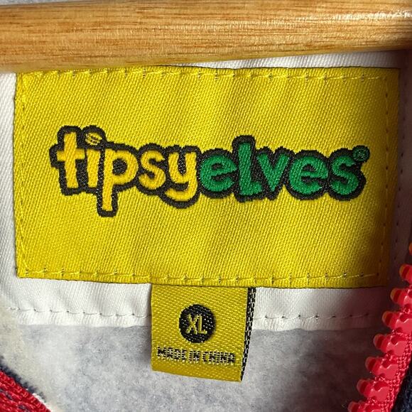 Tipsyelves Unisex Hooded Jumpsuit with Pockets Reindeer Fair Isle Full Zip XL - Picture 9 of 12